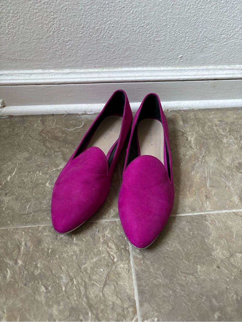 Kurt Geiger Women's Fuchsia Suede Pointed Slip-On Loafers